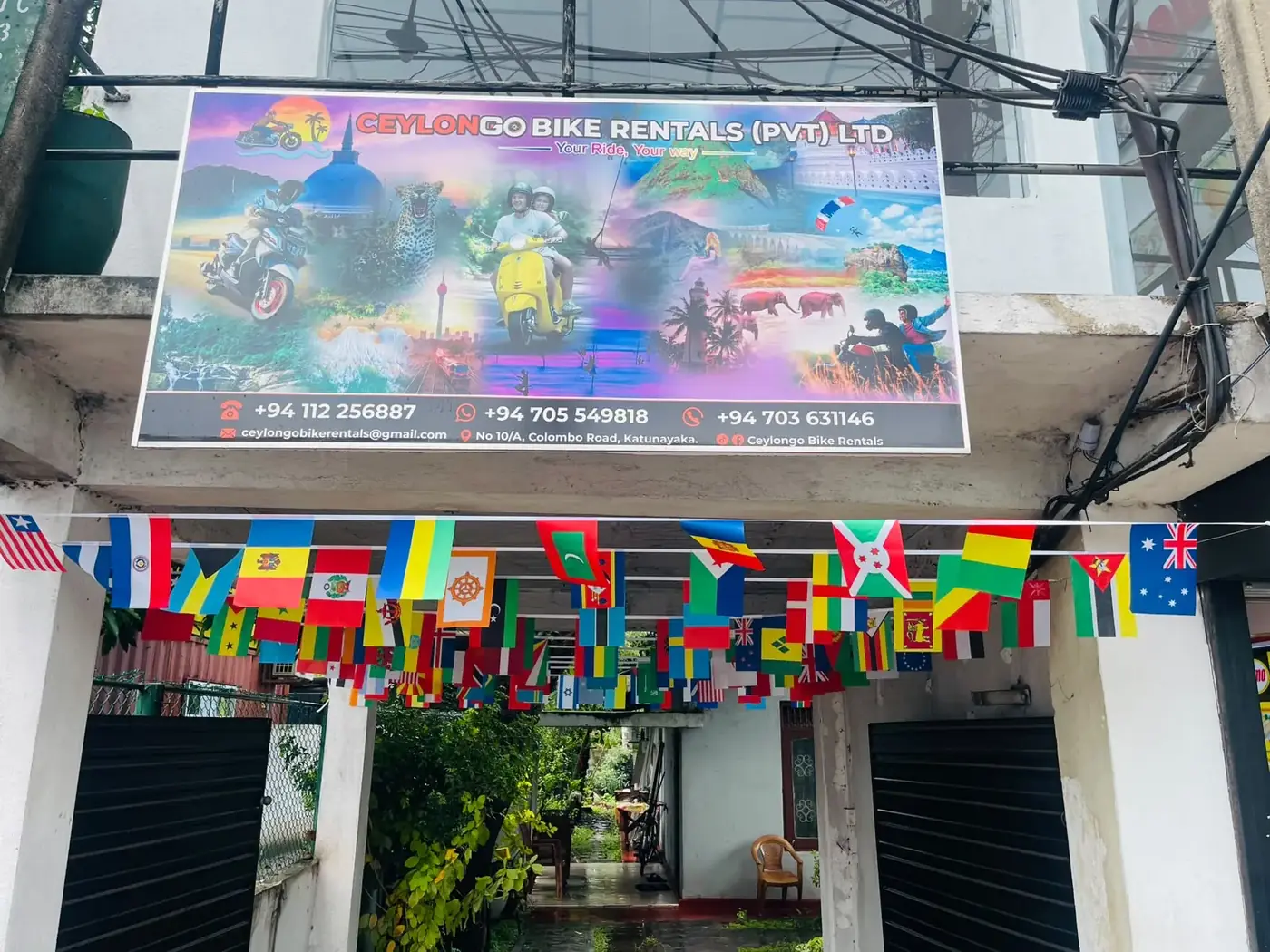CeylonGo Bike Rentals shopfront in Katunayake