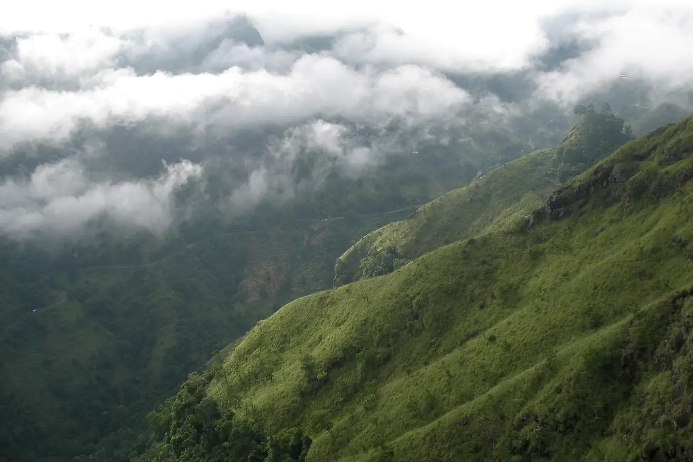 Cloud cover over mountains near Ella Gap, Sri Lanka